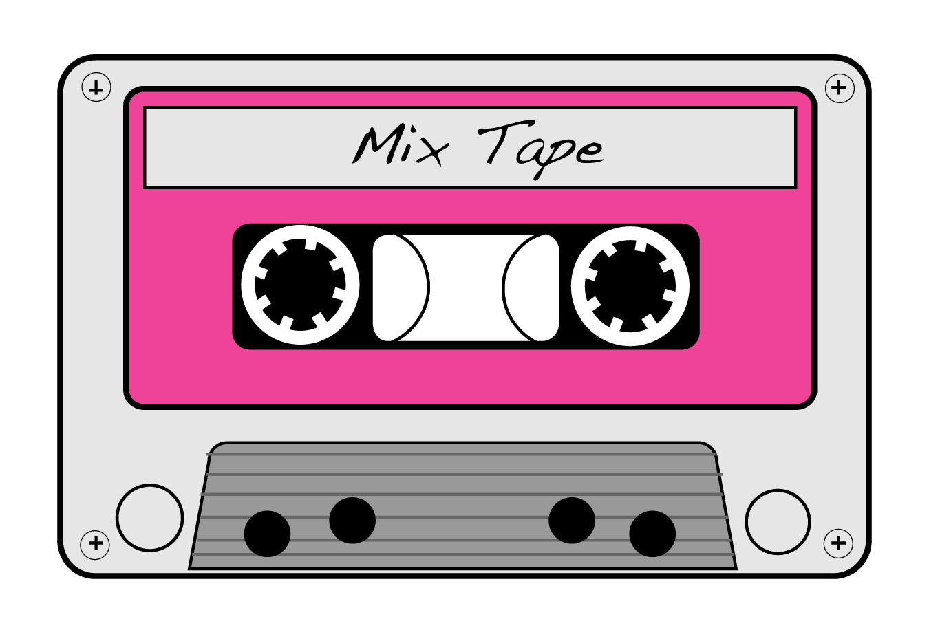 dj clipart neon cassette tape