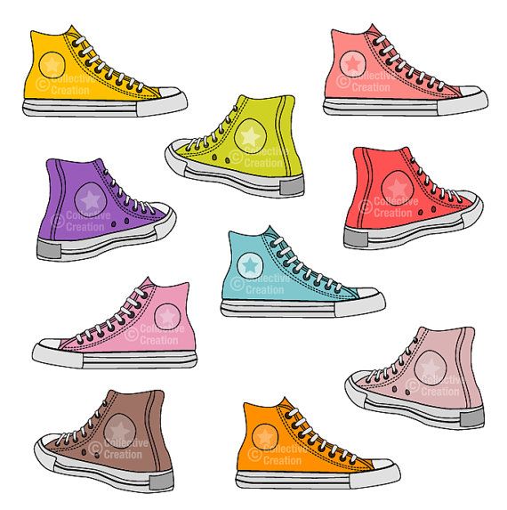 80's clipart pair shoe. Sneakers shoes digital clip