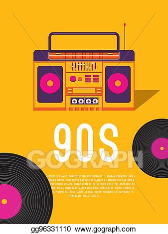 Clip art vector music. 90s clipart boombox