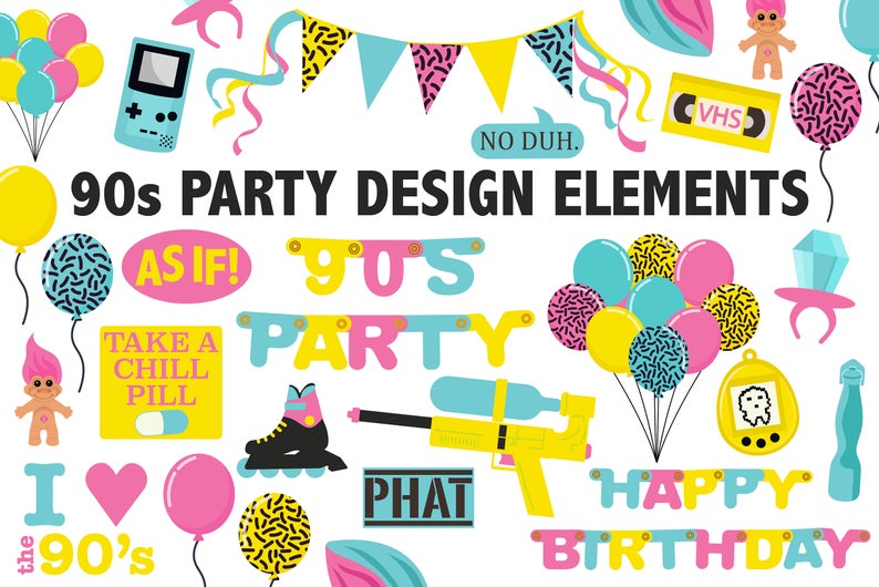 90s clipart y2k.  s birthday party