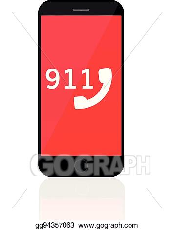 911 clipart emergency number. Eps illustration call mobile