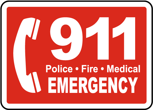 911 clipart emergency sign. Call f by safetysign