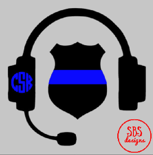 Police dispatcher decal vinyl. 911 clipart headset