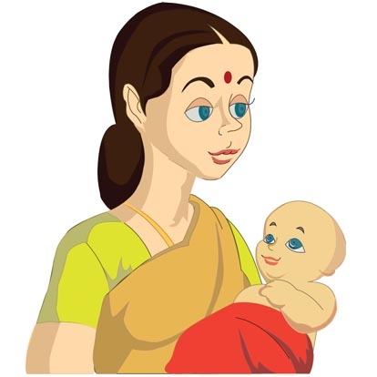 A clipart mother. Indian and baby station