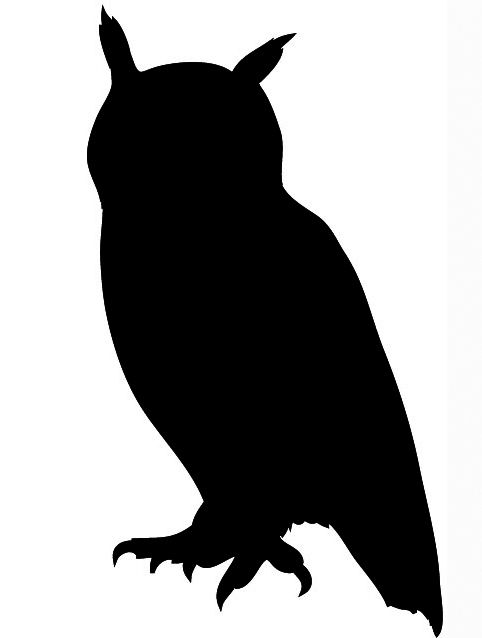 A clipart silhouette. Flying owl panda free