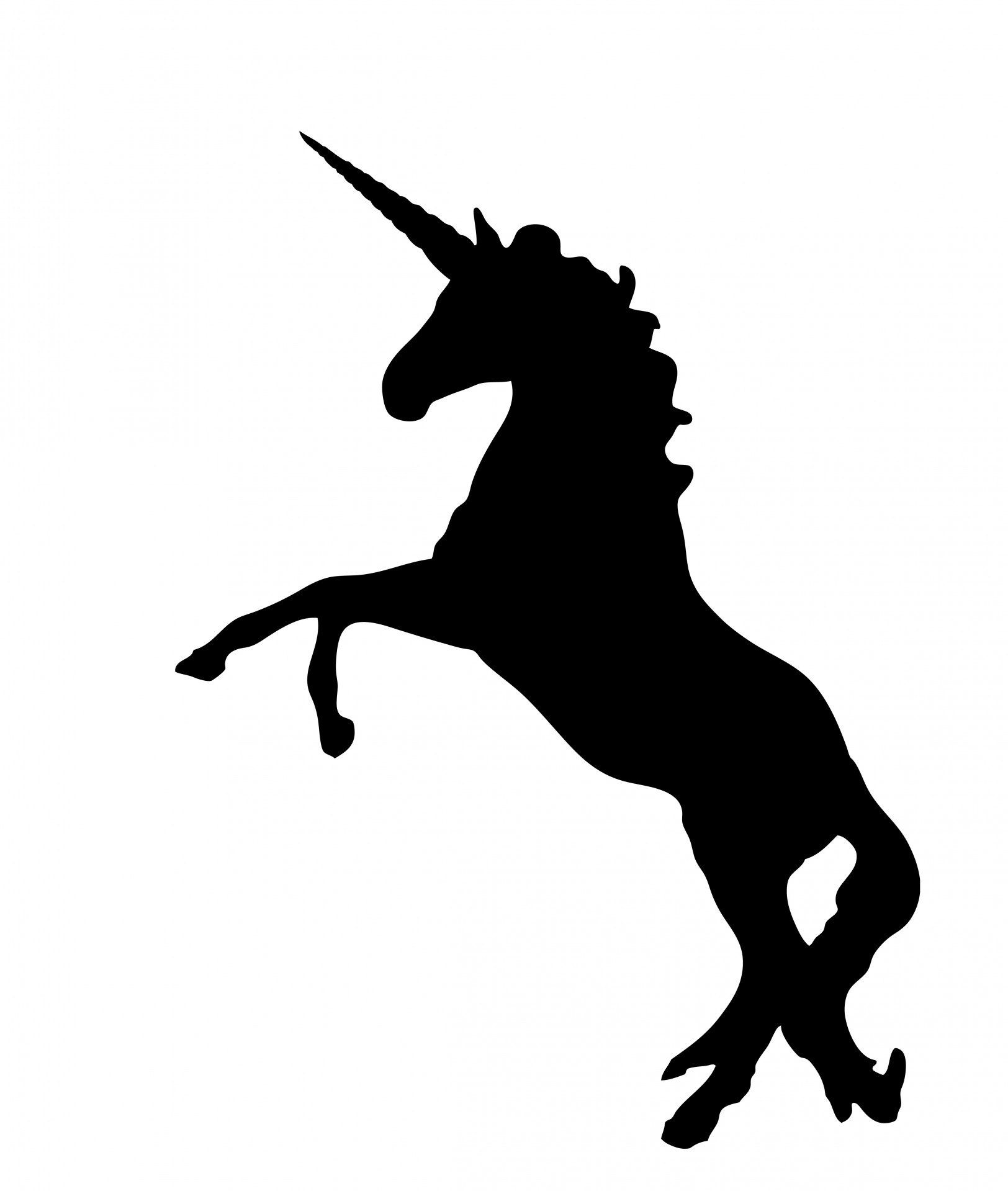 Unicorn black free stock. A clipart silhouette
