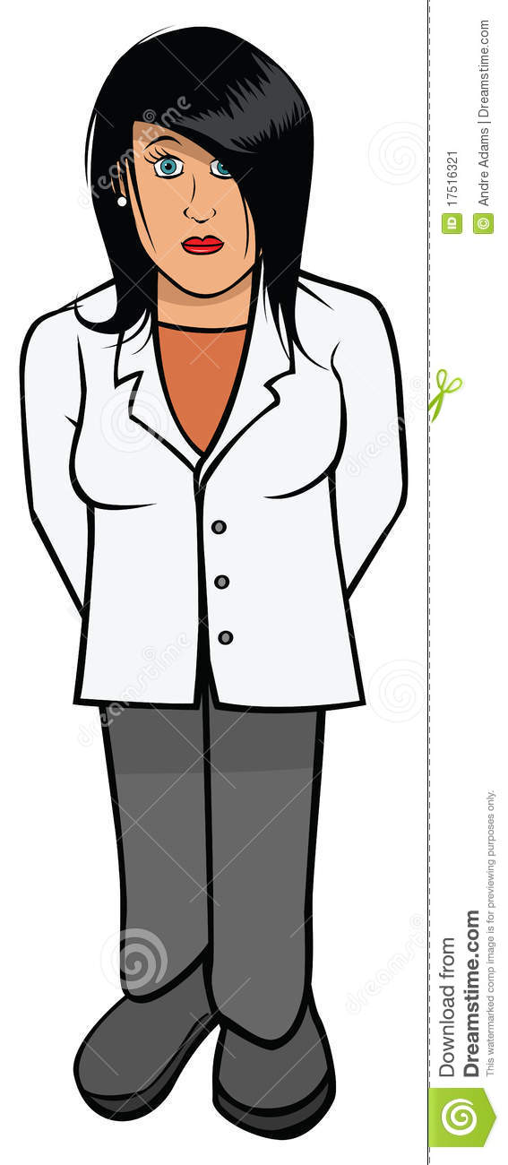 A clipart woman. Lab coats 