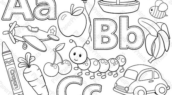 Abc clipart black and white. Alphabet digital stamps part