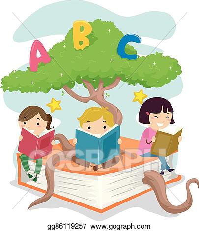 Eps vector stickman kids. Abc clipart knowledge tree