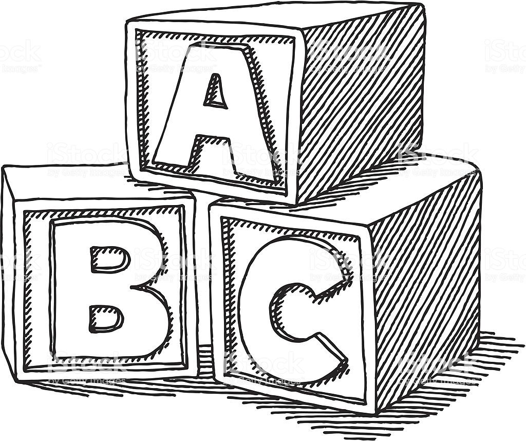 Hand drawn vector sketch. Abc clipart line drawing