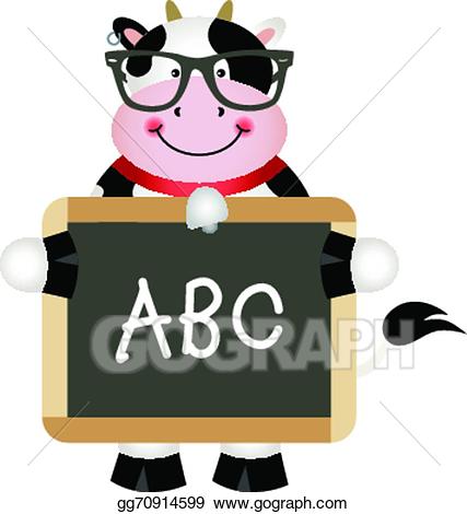 Vector art funny cow. Abc clipart teacher