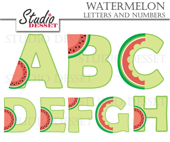 Abc clipart uppercase letter. Watermelon alphabet cliparts fruits