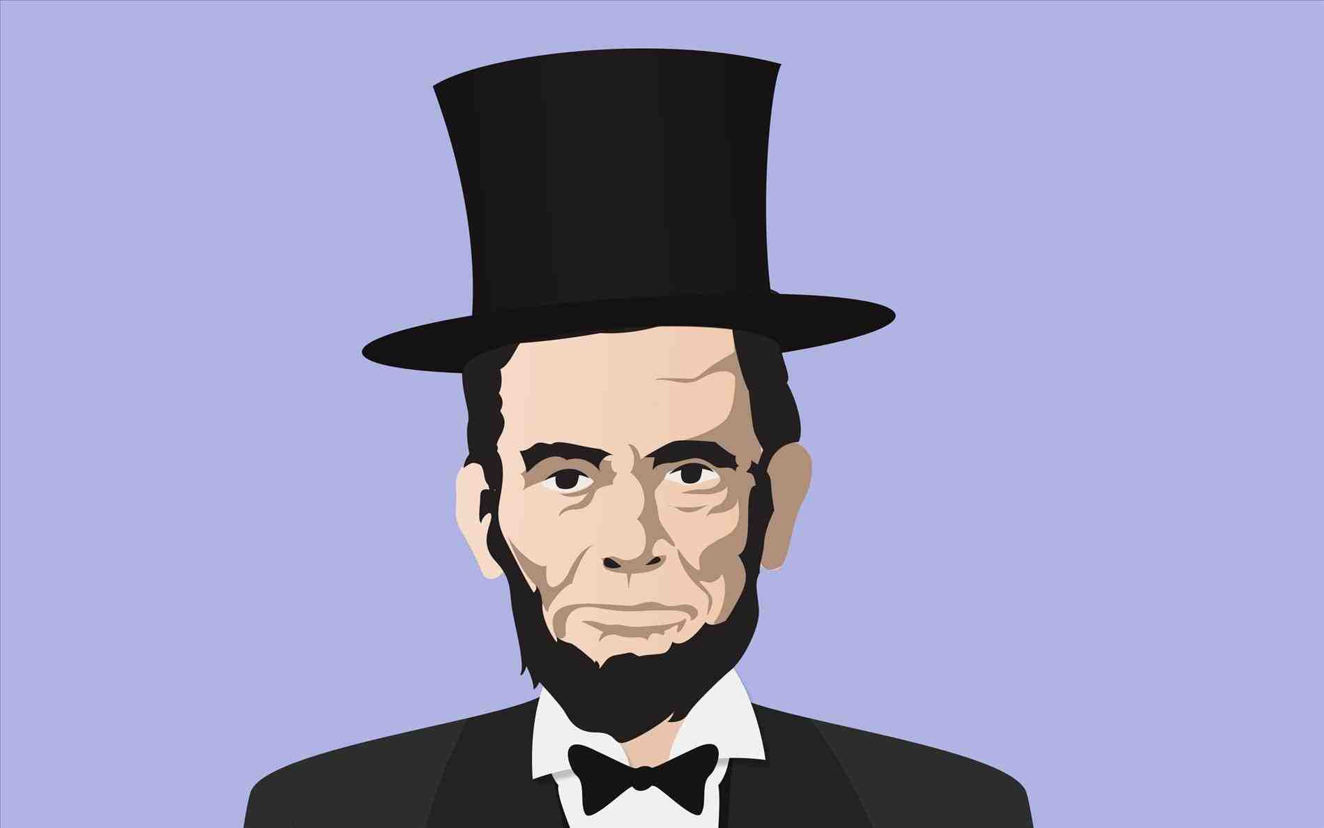 Abraham lincoln clipart character. With hat drawing at