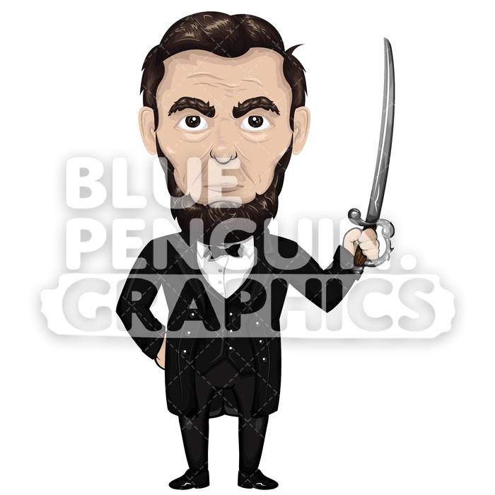 Abraham lincoln clipart illustration. With a sword vector