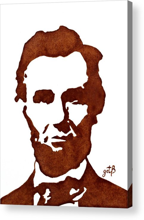 Abraham lincoln clipart painting. Original coffee acrylic print