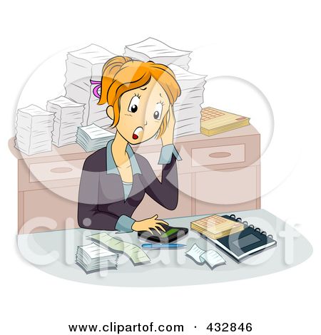 Clip art stressed out. Accounting clipart female accountant