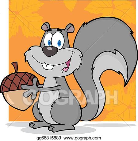Vector stock holding a. Acorn clipart gray squirrel