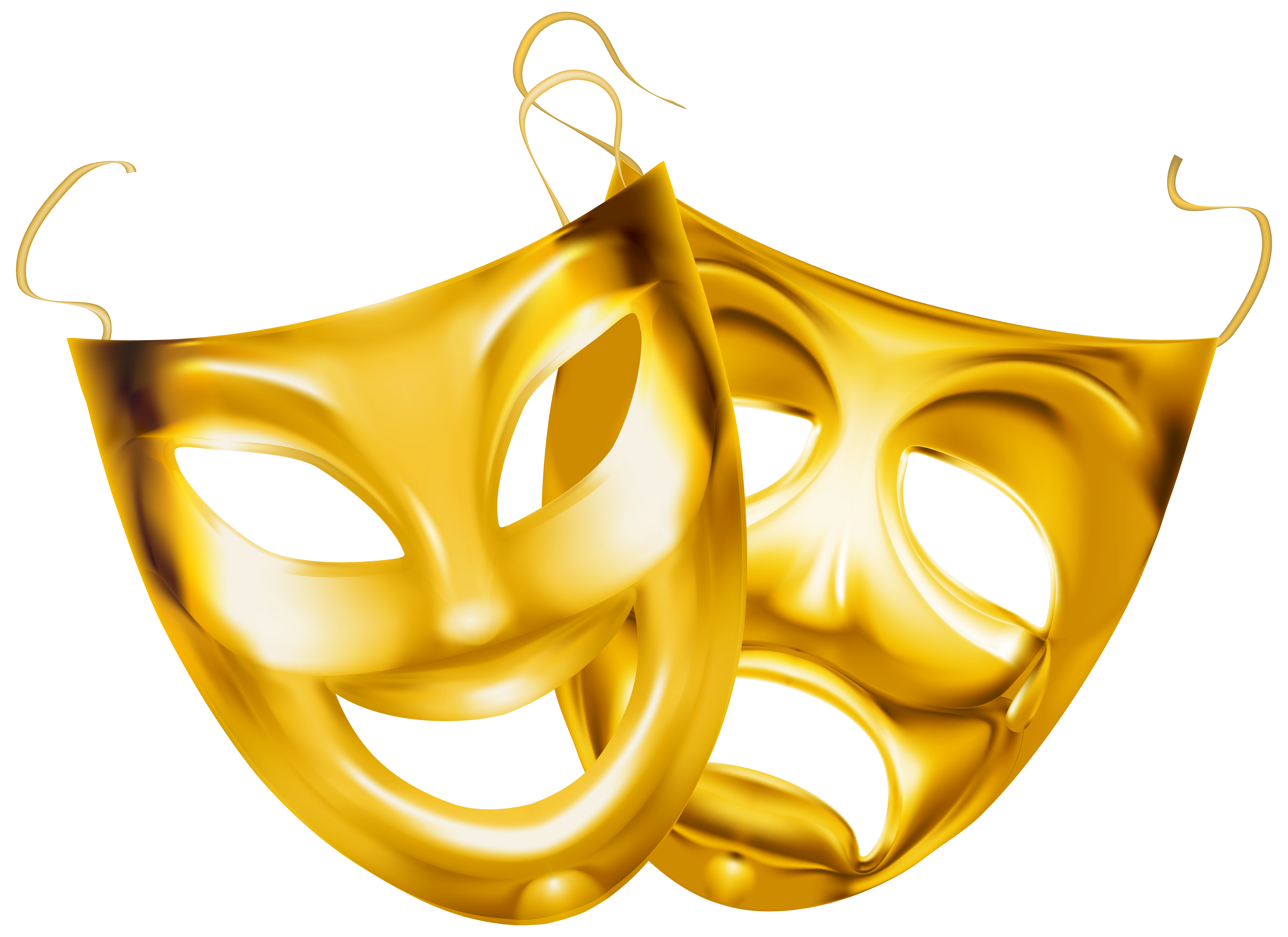 Acting clipart transparent. Gold theater masks png