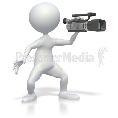 Stick figure with camera. Acting clipart video recording