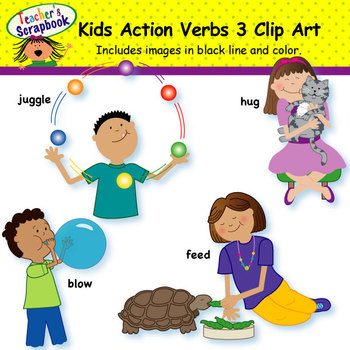 Action clipart child action. Kids verbs clip art
