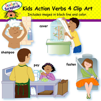 Kids verbs clip art. Action clipart child action