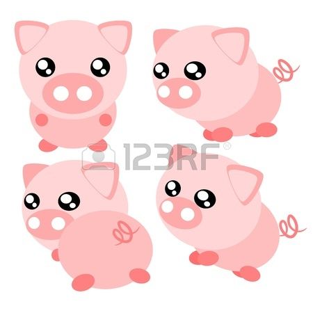 Cartoon pig and cute. Action clipart emotion
