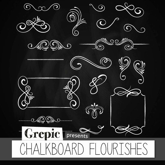 Flourishes digital pack with. Addition clipart chalkboard