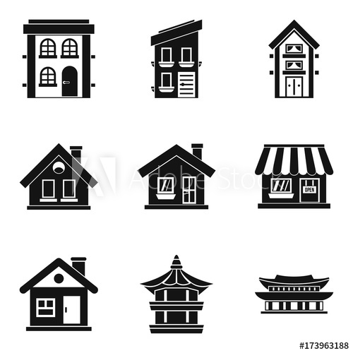 Icons set simple style. Adobe clipart abode