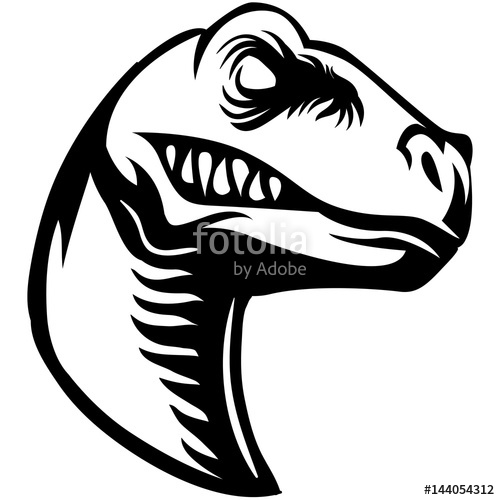 Adobe clipart black and white. Scary raptor head stock