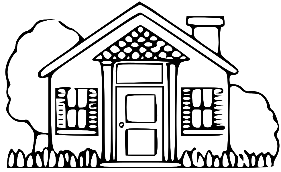 Farmhouse clipart house line art. Adobe black and white