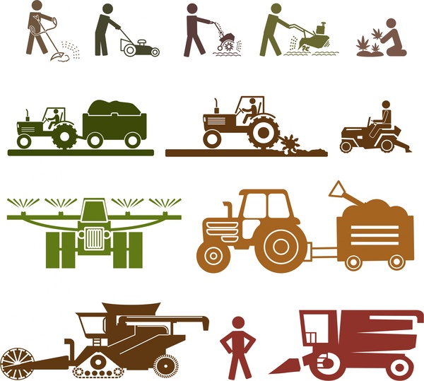 Adobe clipart farming. Icons sets isolated with