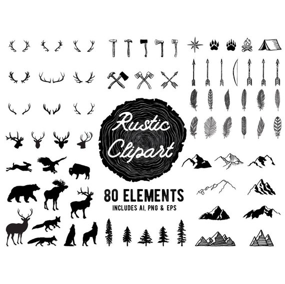 Forest animals woodland animal. Adventure clipart black and white