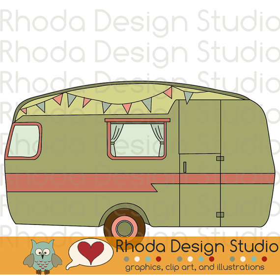Vintage olive green digital. Adventure clipart camper