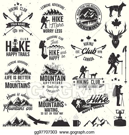 Vector stock hiking club. Adventure clipart hiker