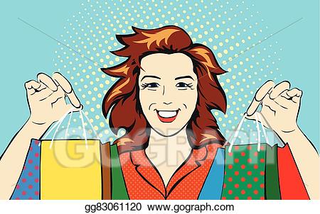 Vector stock woman with. Advertising clipart consumerism