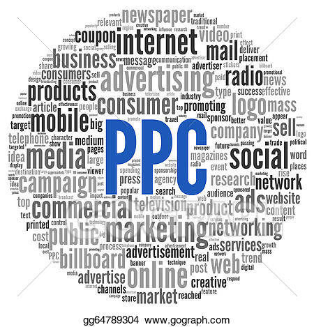 Stock illustration ppc and. Advertising clipart word