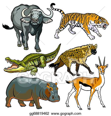 Africa clipart animal. Vector set with wild
