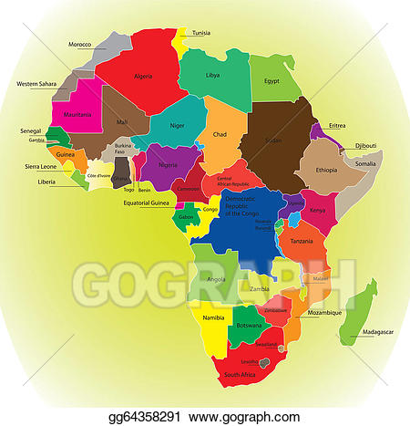 Vector stock map of. Africa clipart colored