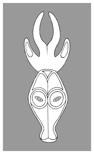 Africa clipart line drawing. Kwele mask art techniques