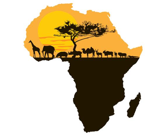 Continent landscape african art. Africa clipart logo