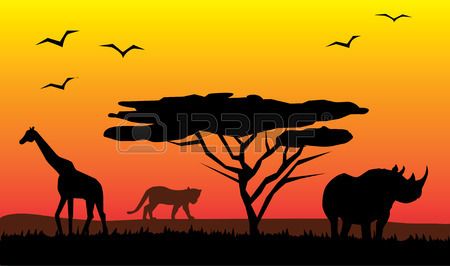 Kenya safari stock vector. Africa clipart plain
