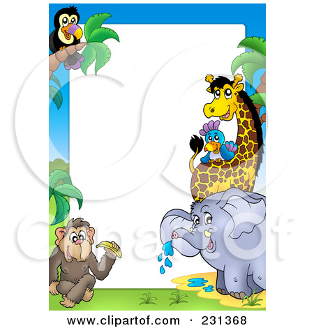 Border of african animals. Africa clipart poster