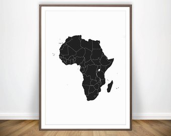 Africa clipart poster. Map etsy african print