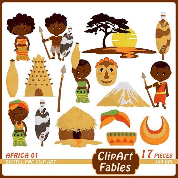 Africa clipart poster. Zulu tribe digital clip