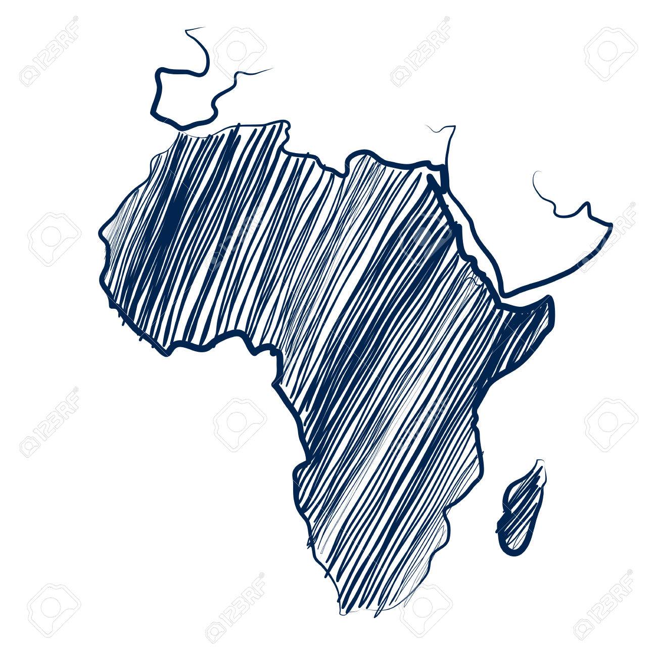 Map of drawing at. Africa clipart sketch