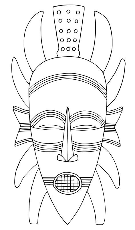 Africa clipart template. African mask coloring for