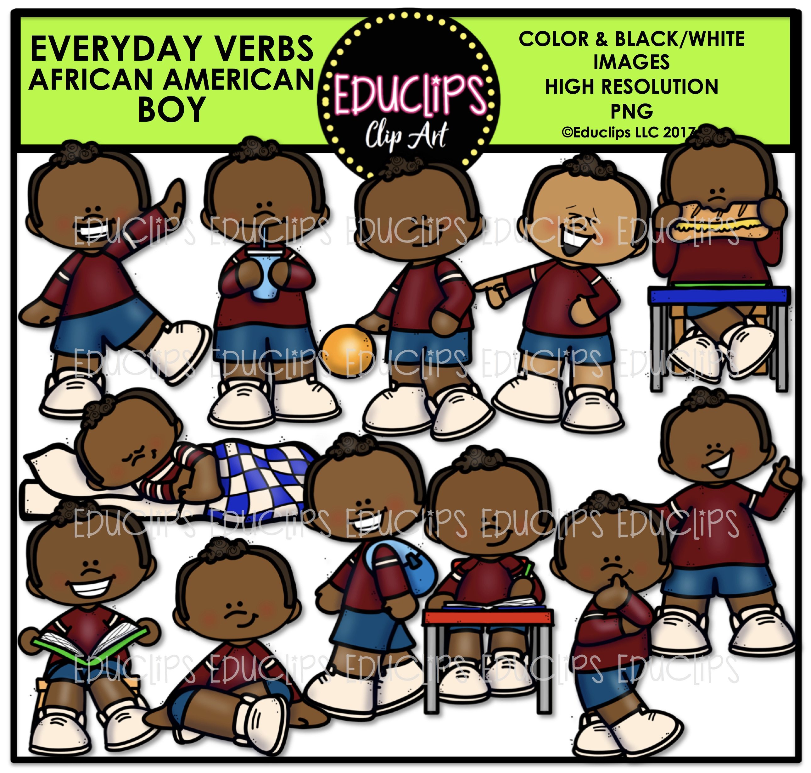 African clipart child african. Everyday verbs american boy
