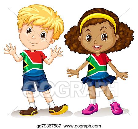 Vector boy and girl. African clipart child african