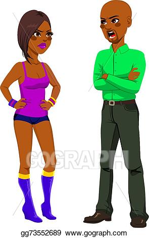 African clipart dad. Vector illustration angry with