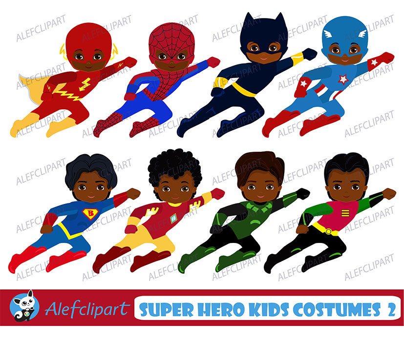American superhero kids this. African clipart kid african